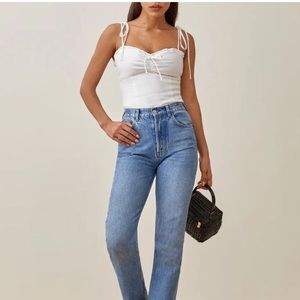 Reformation Holcomb Linen Top White Size 8